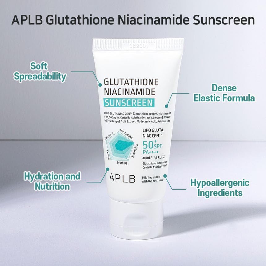 Protector solar APLB Glutathione Niacinamide Sunscreen SPF 50+ PA++++