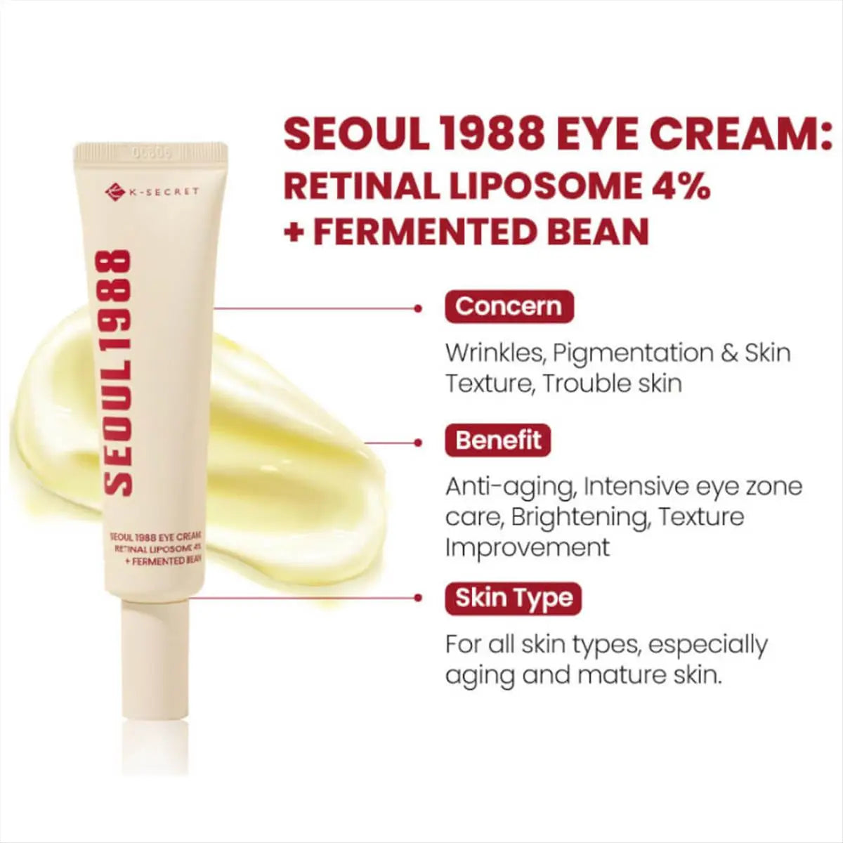 SEOUL 1988 Contorno de ojos : Retinal Liposome 4% + Fermented Bean -KSECRET - 30ml