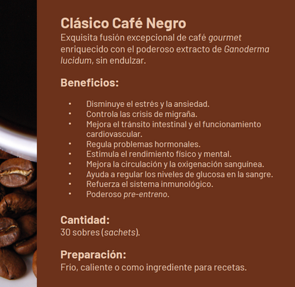 Clásico Café Negro con Ganoderma  -  Ganoderma black coffe Pioir